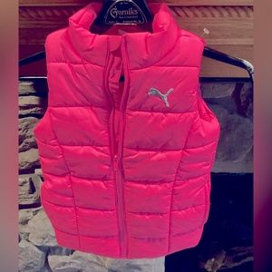 NWOT Puma Girls Neon Pink QUILTED PUFFER WINTER SKI VEST SZ. XS 5-6